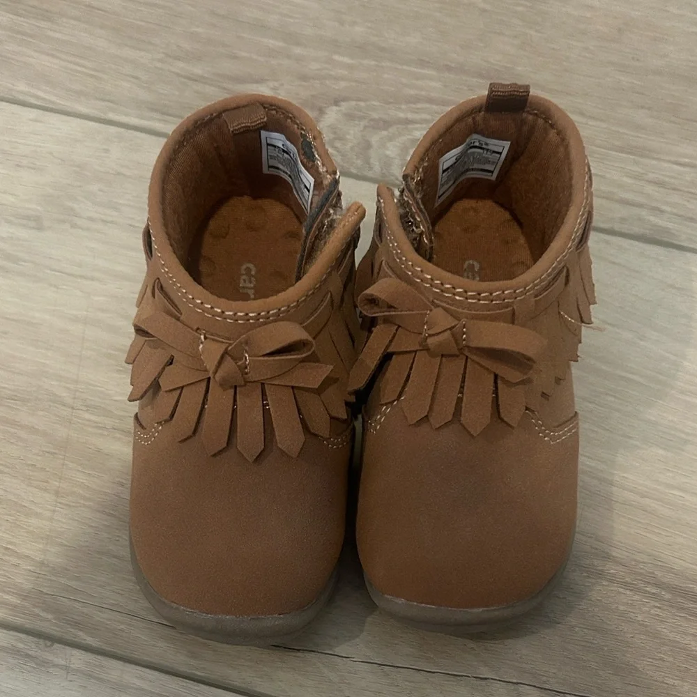 Carter's Tan Moccasin Fringe Shoes Boots NWOT